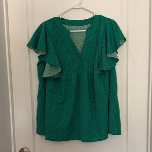 Green Polka Dot Women's Top size 2X